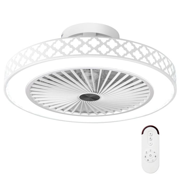 COSTWAY Takfläkt 48CM med Ljus, Reversibel Takfläkt med Fjärrkontroll Timer Justerbar Färg och Ljusstyrka Vit