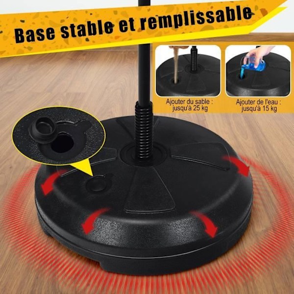 COSTWAY Boksesæk/Boksende Boksebold på Stander-Justerbar Højde 120-154CM-Hanske-Uppustelig Håndpumpe-Base Fyldt med Vand/Sand
