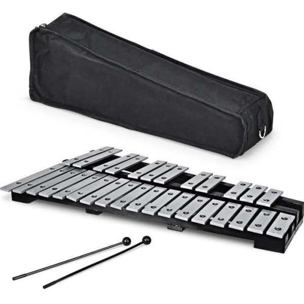 COSTWAY Glockenspiel Xylophone 30 Note puurunkoiset alumiinitangot rumputikuilla, opetusinstrumenttien lyömäsäkki