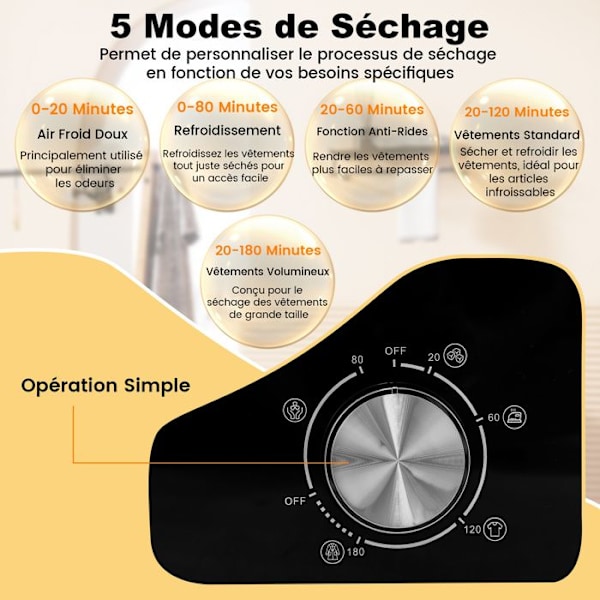 COSTWAY 800W bærbar tørretumbler-5 tørretilstande, blid kold luft-4 kg rustfri ståltromle-flerfiltrering-lejlighed