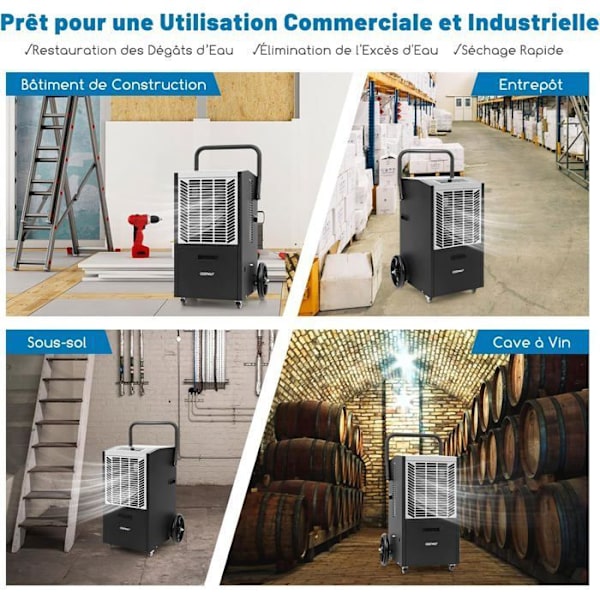 Professionel Affugter 66L/Dag COSTWAY-Zone Max 418 m²-2 Hastigheder Ventilator-Timer 24 T-Bælg-Vandafløbslange-Hvid Vit