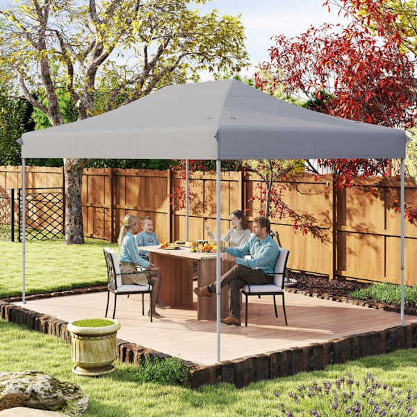 Fällbar Tältduk 300 x 445 CM - COSTWAY - 10-12 personer Pop-Up Justerbar Höjd 188-208cm - UV-skydd för Fester Grå