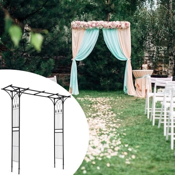 COSTWAY Metal Garden Bröllopsbåge för klätterväxter 208 x 52 x 208 cm Pulverlackerad gör-det-själv-dekorationer Uteplats, Ceremoni