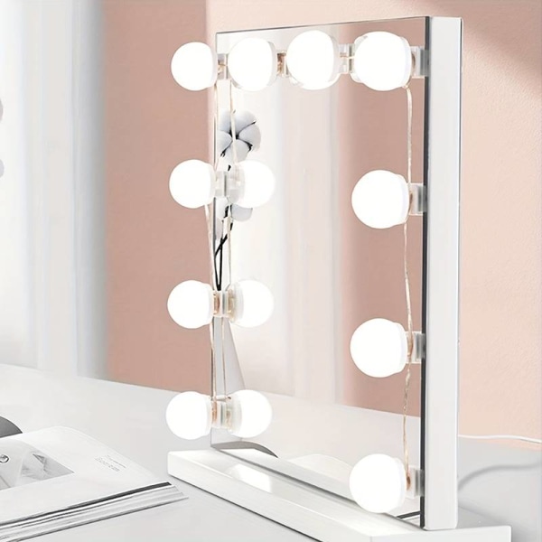 Hollywood Style Led Sminkspegel Lights Kit, 3-färgad, dimbar skönhetslampa för Makeup Sminkbord & Badrumsspegel (ingen spegel ingår) (14 Bulbs)