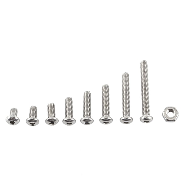 M2.5 A2 Rostfritt Stål Hex Socket Skruvar Bult och Hex Muttrar Sortiment (Knapphuvud)