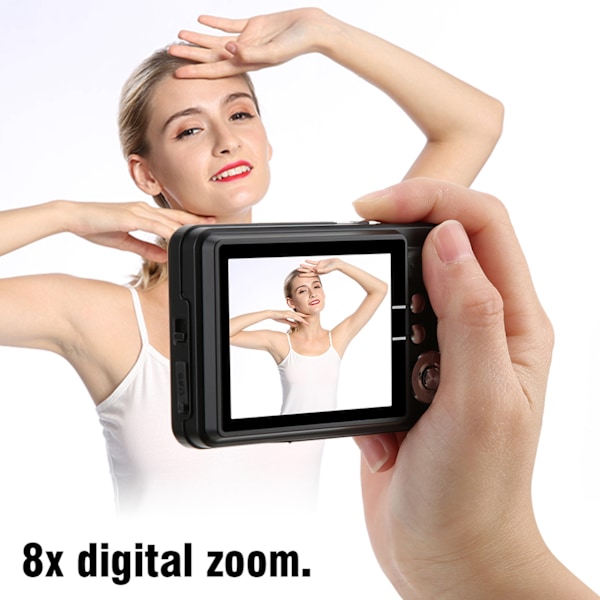 8x Zoom Kort Digitalt Kamera 5 MP 2.7in LCD-skjerm Maksimal Støtte 32GB Minnekort Innebygd Mikrofon (svart)