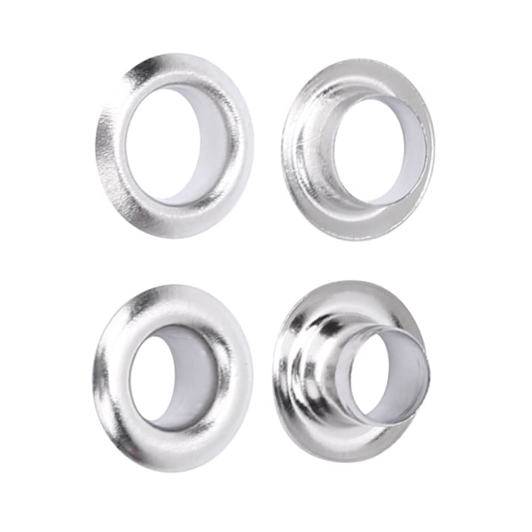 100 Set Mässing Öljet Klädväska Tillbehör Dubbel sida 4 mm Öljet Grommet KitSilver