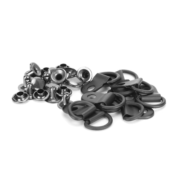 100 Sæt Snørebånds Krog D-Ring Øje Spænde Messing Sko Læder DIY Nitte Værktøj Mat Sort 9x14mm