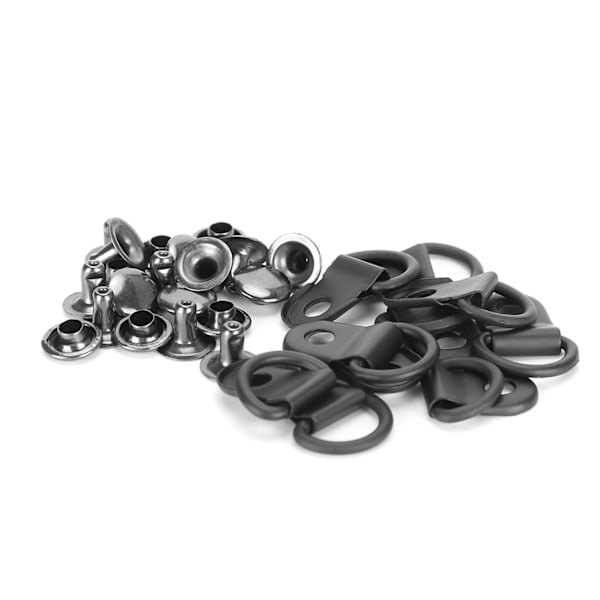 100 Sæt Snørebånds Krog D-Ring Øje Spænde Messing Sko Læder DIY Nitteværktøj Mat Sort 9x14mm
