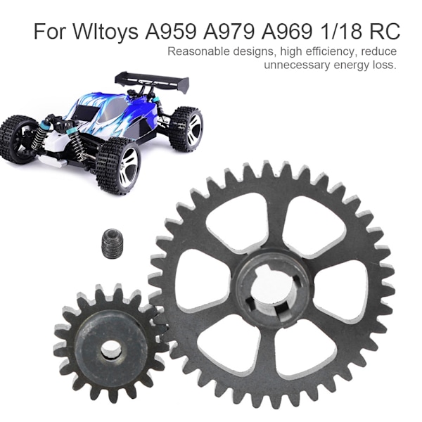 Reduceringsväxel 38T Motorväxel Tillbehör 17T Passar för Wltoys A959 A979 A969 1/18 RC Bil