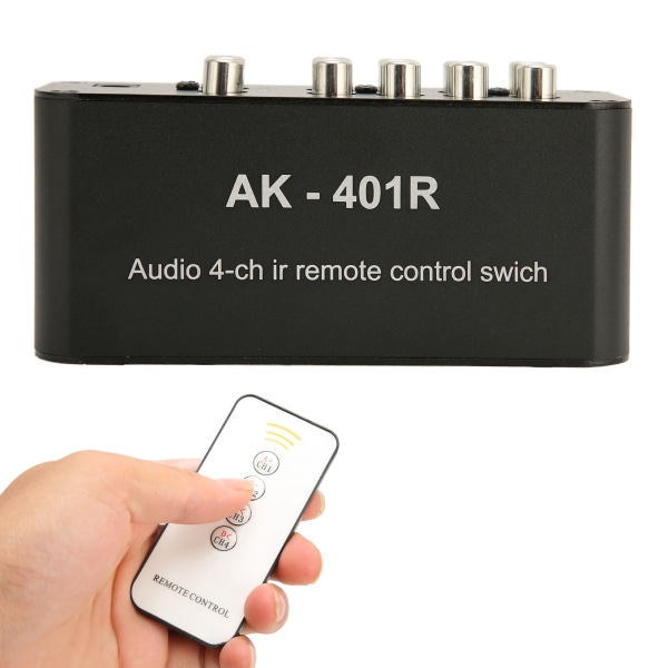 4-veis RCA-switcher Multifunksjonell 4 inn 1 ut RCA Stereo Switch Selector med IR-fjernkontroll for DVD-spillkonsoll