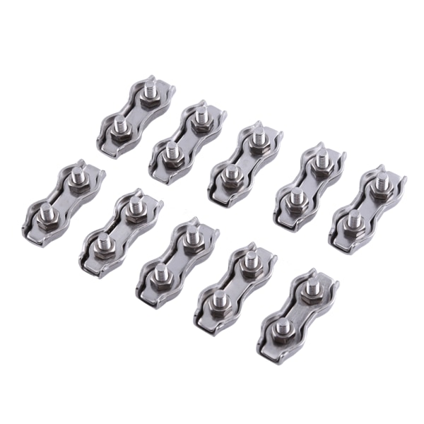 10 stk. M3 Duplex Klemmer Rustfritt Stål Wire Kabel Tau Grips Klemmer Caliper