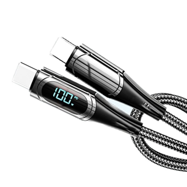 Snabbladdningsdatakabel PD LED Digital Display USB-datakabel för bärbar dator surfplatta telefon 2m Svart