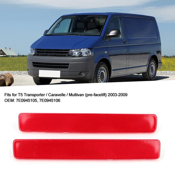 Par bakre støtfangerreflektor Passer for T5 Transporter / Caravelle / Multivan 2003-2009 7E0945105