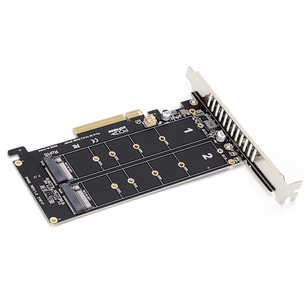 Adapterkort Dubbel M.2 NVMe SSD till PCIE X8 M-nyckel Hårddisk Konverterare Läsare Utbyggnadskort PH45
