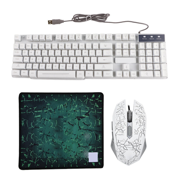 Kablet Belysning USB1.1 / 2.0 Tastatur og Mus Kombinasjon for Windows XP/Vista/7/8/10/OSX - Hvit