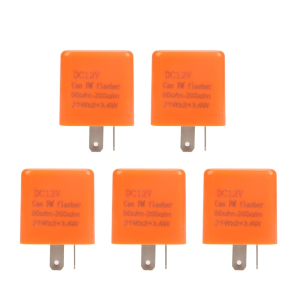 5-pack 12V 2-polig Motorcykel Blinkers Justerbar LED Blinkrelais Blinkande Signal