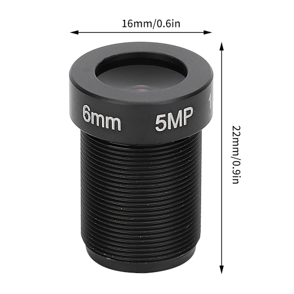 5MP Kameralinse Høy Definisjon 6mm Fast Brennvidde 1/2.5 Bildeformat M12 Fester Overvåking