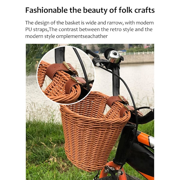 Børnecykelkurv Børn Forreste Styrkurv Plastik Rattan Kurv til Lastkurv Opbevaring til Cykel