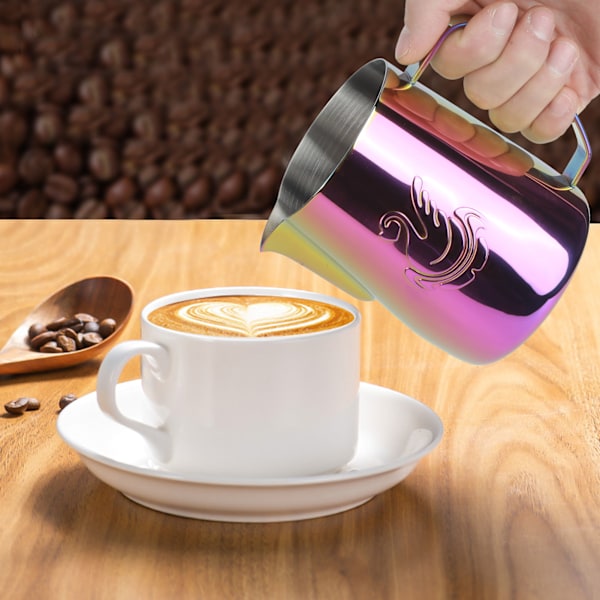 Tjockna 304 Rostfritt Stål Kaffe Skumningskanna Mjölkskummare Kanna Kaffe Latte Art Tillbehör 400ml