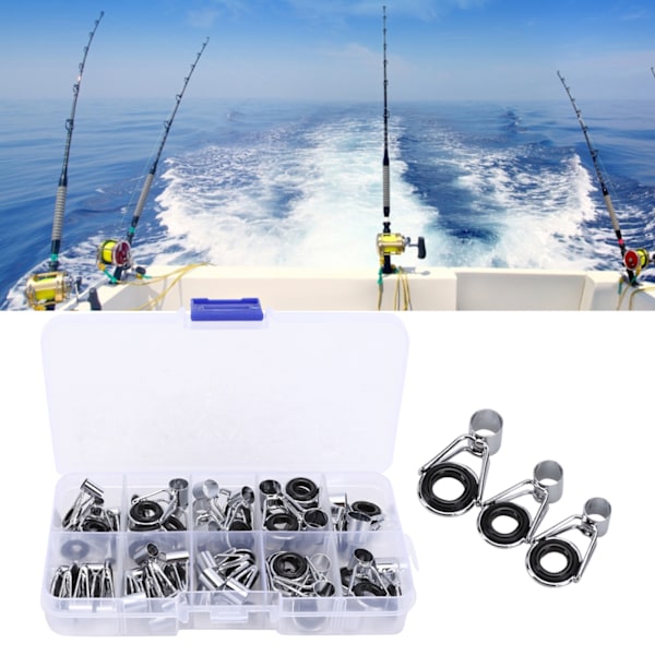 45 stk. 9 Størrelse Rustfritt Stål Keramikk Fiskestang Stang Guide Ring Sett Tilbehør