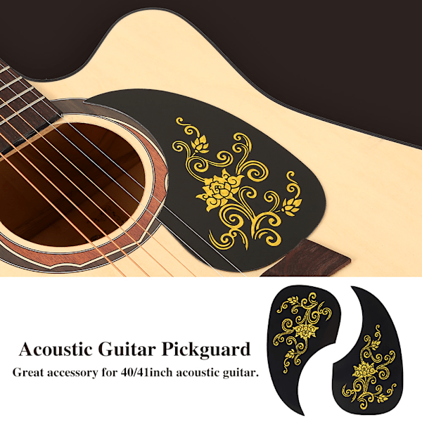 2 stk. Kommaform Plekterbrett Beskyttelsesklistremerke for Akustisk Gitar (Gullranke)