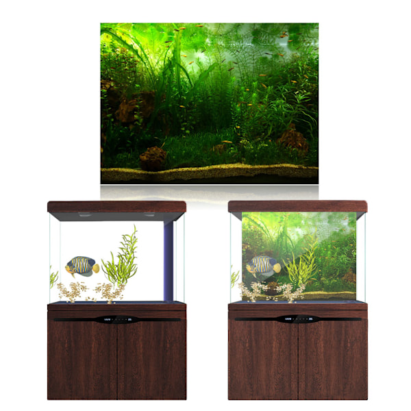 Vandgræs Stil Akvarium Fisketank Baggrund Plakat PVC Selvklæbende Dekorationspapir (61*30cm)
