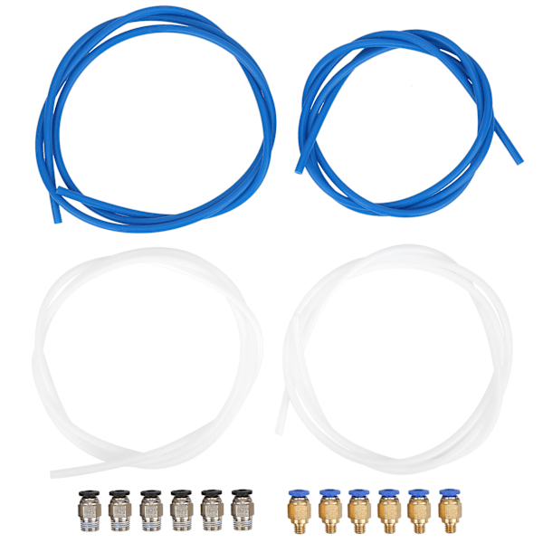 4 stk. PTFE-slange, 6 stk. PC4M6-kobling, 6 stk. PC4M10-kobling, 3D-printertilbehør