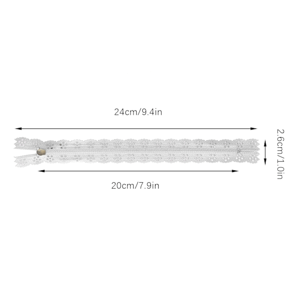20 st 20CM DIY Nylon Spets Blixtlås Spiral Blomma Blixtlås för Sömnad Bröllopsklänning Hantverk Vit