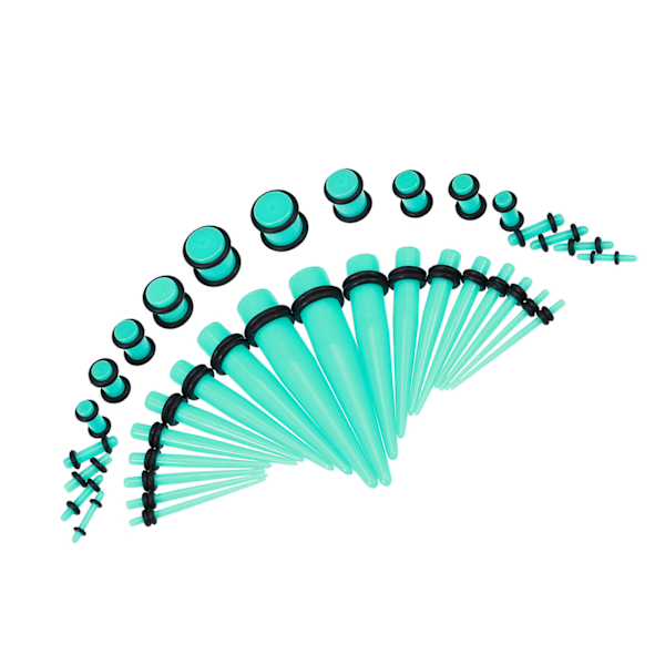36 st Mode Akryl Öronplugg Taper Expander O-ring Stretching Kit Ljusgrön