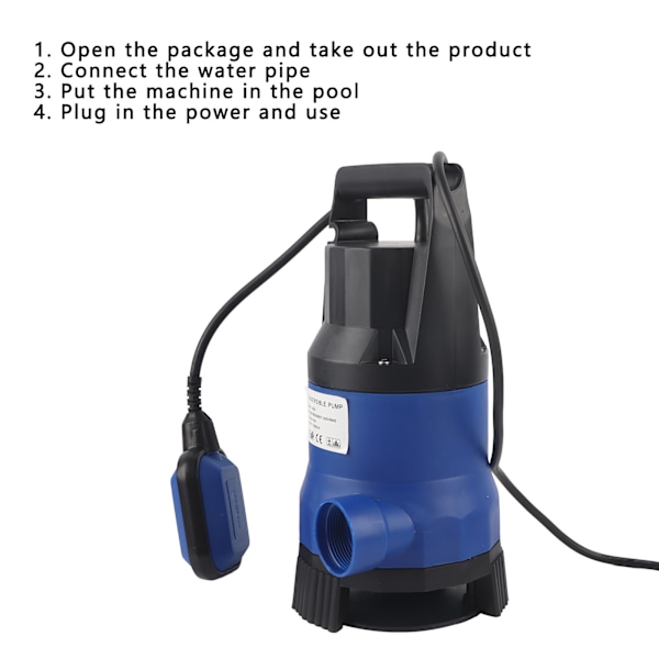 Dränkbar Pump Plast Bärbar Energibesparande Hydraulisk Utrustning för Pool 750WEU Kontakt 220V
