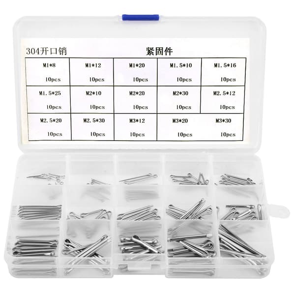 150 stk. 15 slags 304 rustfrit stål Split Splint Kit M1 M3