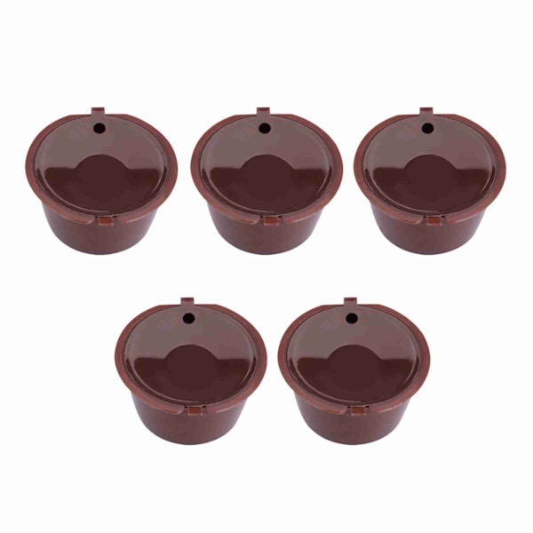 5 stk. Matvaregodkjent PP 304 Rustfritt Stål Gjenbrukbar Påfyllbar Kaffekapsel Filter (Brun)