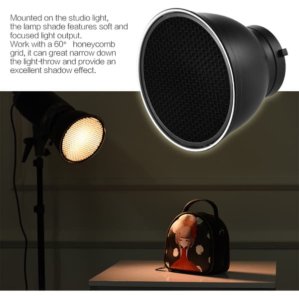 7'' Standard Reflektor Diffuser Lampskärm med 60° Honeycomb Grid för Bowens Mount Studio Strobe Blixtljus Speedlite