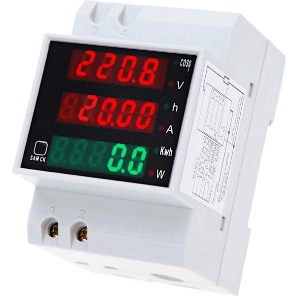 AC80-300V 100A Multifunktionell Digital DIN-skena Ström Spänning Effektfaktor Mätare Amperemeter Voltmeter
