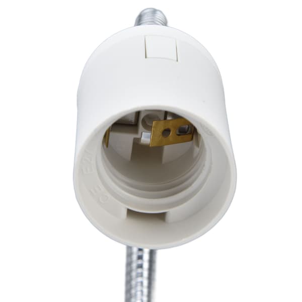 Hvit Bordlampeholder E27/E26 Enkelt Hvitt Hode 360 ​​Grader Justerbar Slitesterk Materiale Klipp Lampeholder 100‑240VEU Plugg
