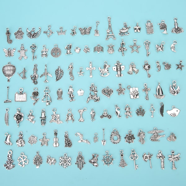 DIY-hängen Tillbehör Djup silverlegering för handgjorda smyckenstillverkning (100 st stilar)