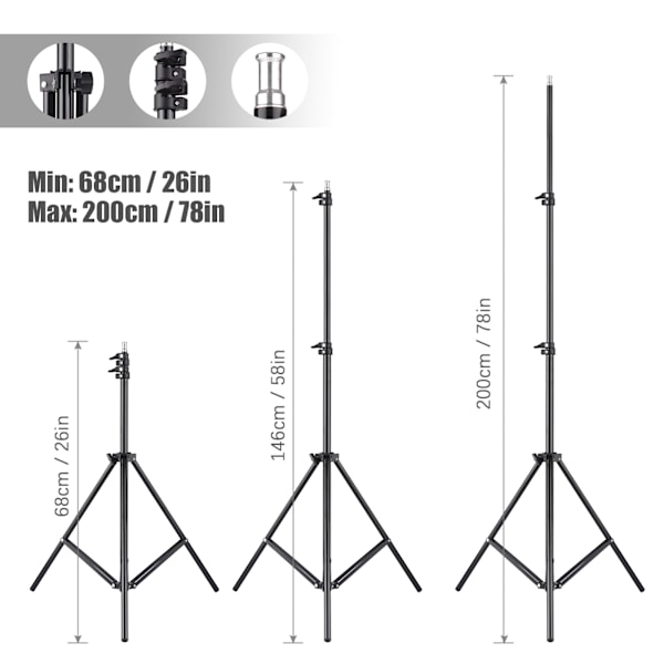 Studiofotografering Softbox Kit med 50x70cm Softbox * 1 + 2M Metallstativ * 1 för Livestreaming Porträtt Produktfoto Video