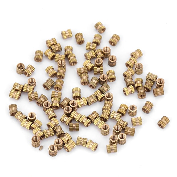 M2.5 Messing Cylinder Riflet Rund Støbt Indsats Indstøbte Møtrikker (M2.5*4*3.5; 100 stk)