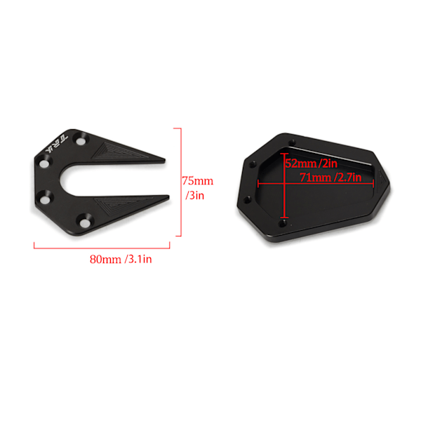 Stödbensplatta Motorcykeltillbehör Fot Sidostöd Förstorare Förlängning CNC Aluminium Ersättning för Benelli TRK 502 2017-2018