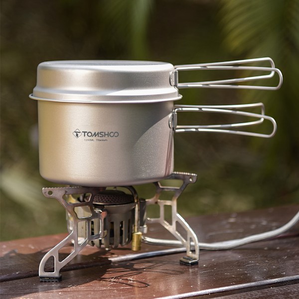 TOMSHOO Titanium Gryde og Titanium Tallerken Sæt Rent Titanium Grydesæt Udendørs Stegepande Camping Madlavning