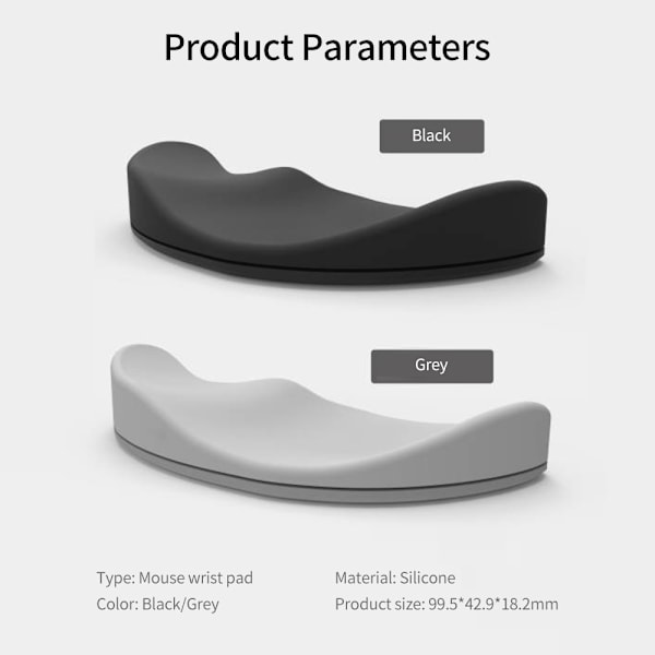 Silikone Muse Håndledsstøtte Ergonomisk Tredimensionelt Overfladedesign Hudvenlig Glat Bevægelse Håndledsstøtte Sort