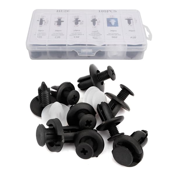 100 stk. Bil Dørkort Panel Trim Clips Støtfanger Festeholder Push Rivet Kit Universal