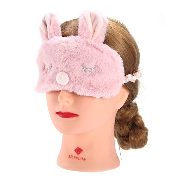 Söt Djurögonmask för Sömn, Julhjort Vinterkartong Napp Ögonskyddsmask Rosa Kanin