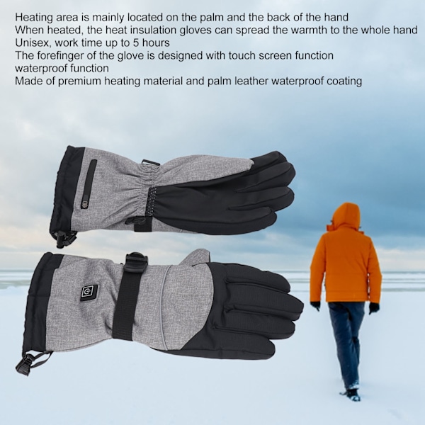 Ett Par Elektriske Oppvarmede Hansker Smart Vanntett Unisex One Size Elektrisk Varmehanske for Utendørs Vinterski