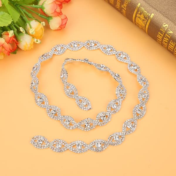 1 yard glittrande strassband klo kedja DIY dekor 1,5 cm bredd (vit strass)