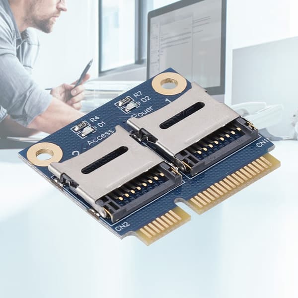 Mini PCIe til Dobbelt Micro Secure Digital Hukommelseskort Adapter Kort Konverter Udvidelseskort