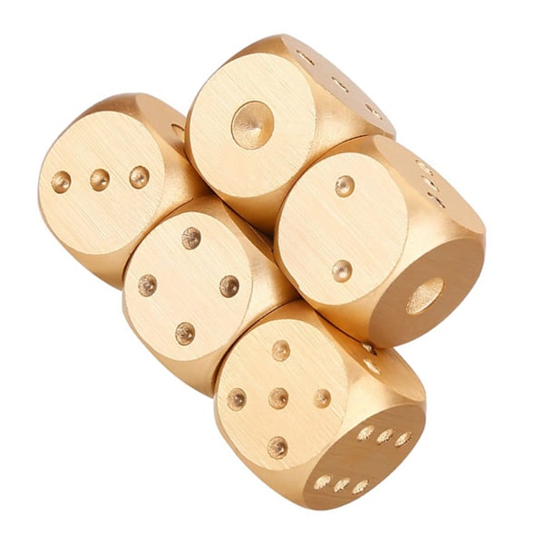 5 stk. Bordspil i aluminiumslegering Pokerspil Terninger Sæt med Opbevaringsboks (Guld Firkantet Boks)