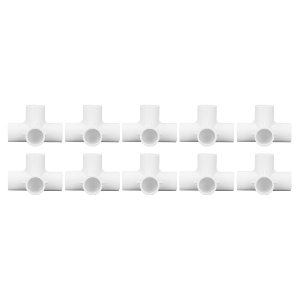 10 st 4-vägs PVC-koppling av armbågsrör 25 mm set för möbelanslutning Vit