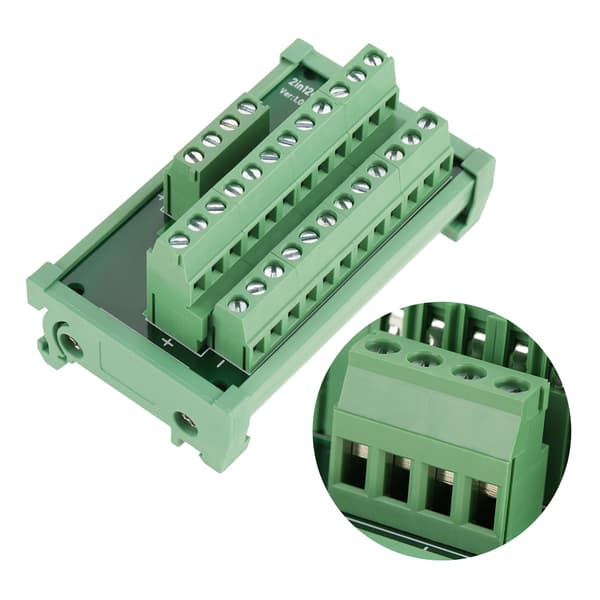 12-positions strømfordelings-DIN-skinne monteringsinterface modul breakout board